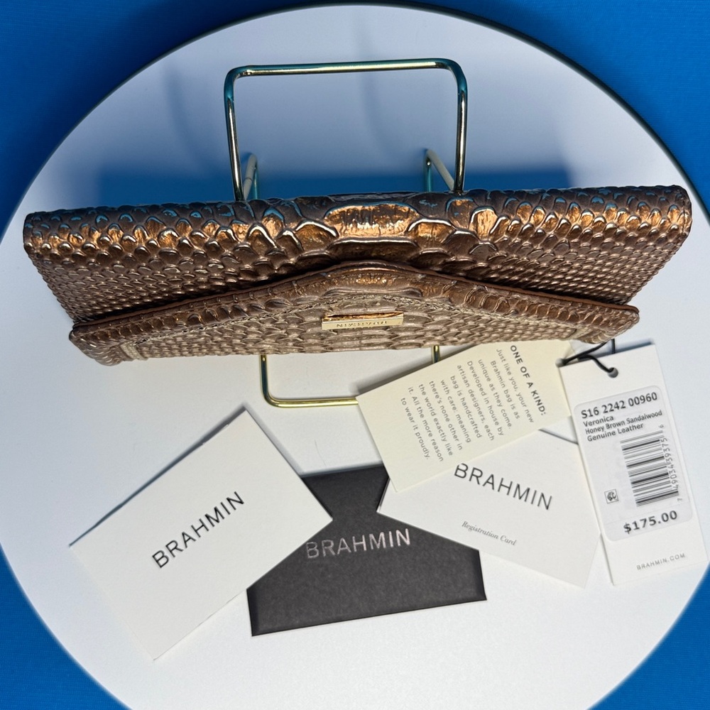 NWT ~ BRAHMIN VERONICA HONEY BROWN SANDALWOOD GORGEOUS GENUINE LEATHER WALLET - Picture 6 of 16